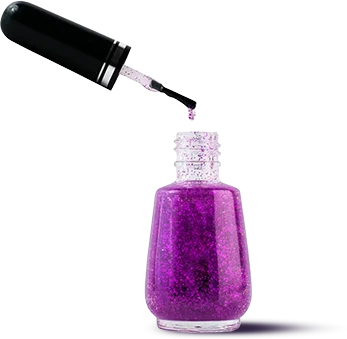 Close up red nail polish isolated white background