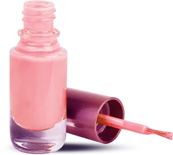Gently pink nail polish white background