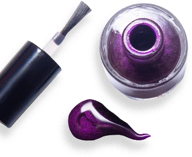 Opened nail polish bottle with brush drops