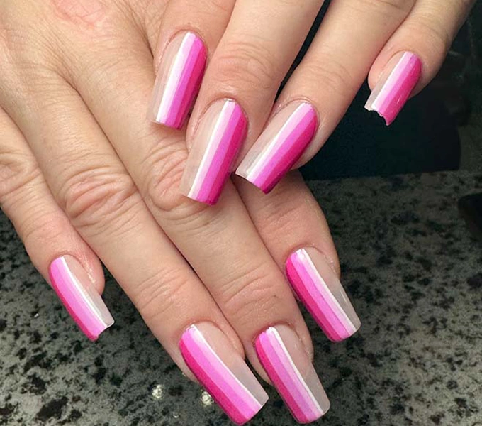 Rainbow pink design nail polish